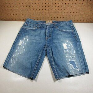 BKE mens dark wash Alec cutoff buttonfly jean shorts 32